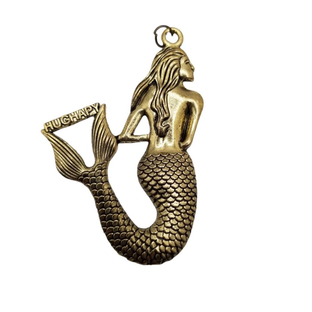 Vintage Mermaid Charm Hughapy Gold Toned Use as Keychain or Necklace Pendant